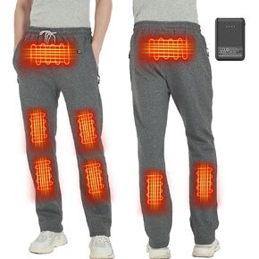 FERNIDA Heated Pants with Battery Pack Electric USB Heating Pants for Men Women Fleece Heated Sweatpants with Zipper Pockets