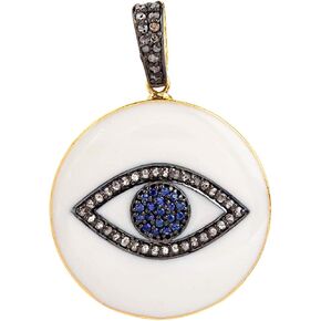 شويتا كرييشنز قلادة ألماس ياقوت عين الشر في قلادة من الفضة الإسترليني 925 من المينا 0.11 قيراط من حجر الياقوت الكريم 0.35 قيراط من الألماس البني (I2-I3 وضوح) في إعداد تمهيد للنساء in Kuwait