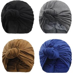 Pretied Turban Head Wraps for Black Women Satin Silk Bonnet Hairwrap African Pre Knot Turbans Stretch Chemo Headwear