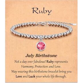 ASKRAIN Birthstone Silver Beaded Bracelets Christmas Birthday Gifts for Women Teen Girls in Kuwait