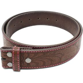 BC Belts Leather Belt Strap with Colored Stitching and Embossed Western Scrollwork 1.5" Wide with Snaps in Saudi Arabia