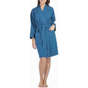 Fishers Finery Women's Waffle Kimono Resort Spa Robe; Above Knee Length