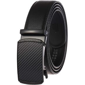 Lavencious Men's Genuine Leather Dress Ratchet Slide Casual Belt, Cut to Fit Waist Size up to 46 inches in Kuwait