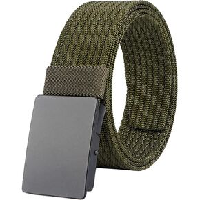 LionVII Men Nylon Web Belts - Metal Buckle, Fully Adjustable Belt Strap for Work, Easy Trim to Fit 27-46" Waist