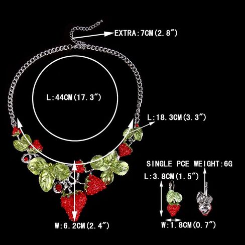 EVER FAITH Women's Austrian Crystal Sweet Strawberry Leaf Necklace Earrings Set in Kuwait