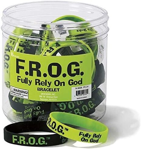 F.R.O.G. Fully Rely On God One Size Fits Most Silicone Bracelets, Pack of 24 in Saudi Arabia