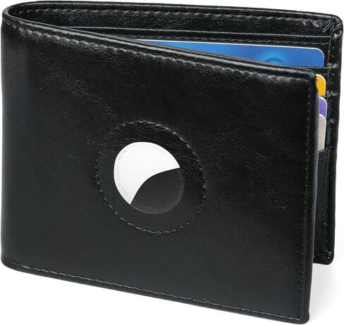 AirTag Wallet Genuine Leather Air Tag Wallet Slim Mens Wallet with AirTag Holder Carbon Black Red in Kuwait