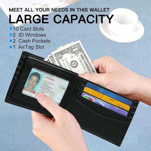 AirTag Wallet Genuine Leather Air Tag Wallet Slim Mens Wallet with AirTag Holder Carbon Black Red in Kuwait