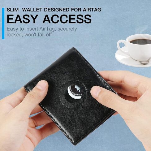 AirTag Wallet Genuine Leather Air Tag Wallet Slim Mens Wallet with AirTag Holder Carbon Black Red in Kuwait