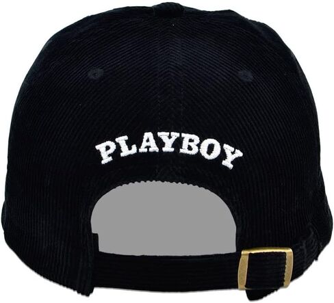 قبعة PlayBoy's Tux Corduroy للأب بشريط خلفي قابل للتعديل للبالغين من الجنسين، أسود/أبيض، مقاس واحد in Kuwait