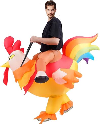 Gardentime نفخ زي الديك ركوب على الدجاج زي الكبار مضحك هالوين الحيوان تفجير ازياء للرجال النساء حزب تأثيري in Kuwait