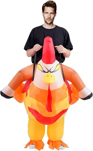 Gardentime نفخ زي الديك ركوب على الدجاج زي الكبار مضحك هالوين الحيوان تفجير ازياء للرجال النساء حزب تأثيري in Kuwait