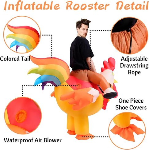 Gardentime نفخ زي الديك ركوب على الدجاج زي الكبار مضحك هالوين الحيوان تفجير ازياء للرجال النساء حزب تأثيري in Kuwait