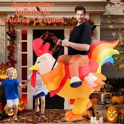 Gardentime نفخ زي الديك ركوب على الدجاج زي الكبار مضحك هالوين الحيوان تفجير ازياء للرجال النساء حزب تأثيري in Kuwait