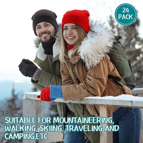 Winter Beanies Gloves Scarf Bulk Unisex Knitted Winter Hats and Gloves Polar Fleece Neck Scarves Set for Men Women (72 Pcs) in Saudi Arabia