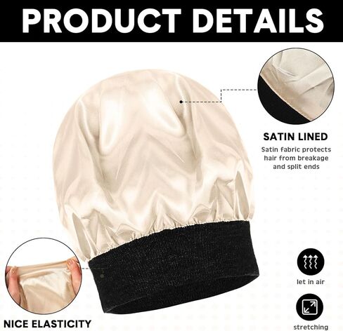 9 قطعة من الحرير اصطف الشتاء بيني الحرير بطانة القبعات الاكريليك محبوك ساعة قبعة مترهل قبعة قبعات لينة الدافئة الساتان اصطف القبعات in Kuwait