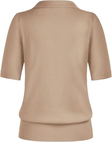 Kate Kasin Women Short Sleeve Polo Sweater V Neck Knitted Tops Casual Ribbed Shirt Loose Pullover Sweater in Kuwait