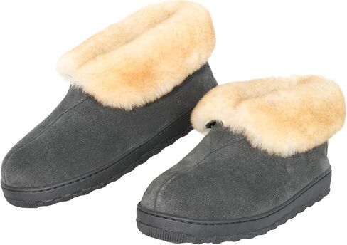 PEDOQU Men Boots Slipper Leather Upper Sheepskin Collar Memory Foam Rubber Soles Indoor Outdoor House Slipper in Saudi Arabia