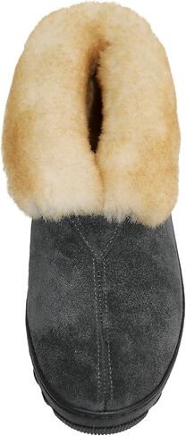PEDOQU Men Boots Slipper Leather Upper Sheepskin Collar Memory Foam Rubber Soles Indoor Outdoor House Slipper in Saudi Arabia