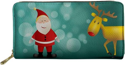 HUGS IDEA Women's Long Wallet Christmas Snowman Pattern Large Capacity Pu Leather Purse Clutch Bag Card Holder in Saudi Arabia