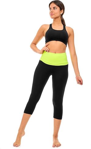 DEAR SPARKLE سروال يوجا قابل للطي للنساء من القطن سروال ضيق عالي الخصر قابل للطي كابري مقاس كبير (C7 F) in Kuwait