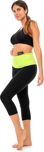 DEAR SPARKLE سروال يوجا قابل للطي للنساء من القطن سروال ضيق عالي الخصر قابل للطي كابري مقاس كبير (C7 F) in Kuwait