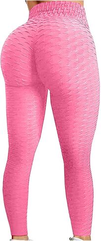 PARTSQUEEN Fashion Jacquard Bubble Ladies High Waist Yoga Pants Tummy Control Exercise Leggings Fitness Hip Lifting in Saudi Arabia