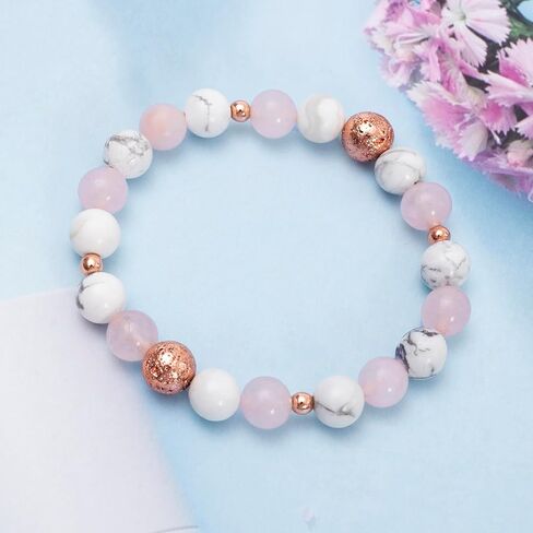 سوار يشب الحمار الوحشي الوردي من لافا روك، أساور استرخاء اليوغا لتخفيف التوتر، سوار روحي للشفاء من حجر الكريستال الطبيعي، سوار مطرز قابل للتعديل، سوار مزاج سعيد مضاد للقلق للنساء، جلب هدية الحظ السعيد in Kuwait