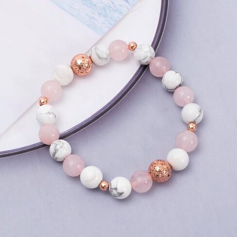 سوار يشب الحمار الوحشي الوردي من لافا روك، أساور استرخاء اليوغا لتخفيف التوتر، سوار روحي للشفاء من حجر الكريستال الطبيعي، سوار مطرز قابل للتعديل، سوار مزاج سعيد مضاد للقلق للنساء، جلب هدية الحظ السعيد in Kuwait
