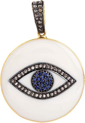 شويتا كرييشنز قلادة ألماس ياقوت عين الشر في قلادة من الفضة الإسترليني 925 من المينا 0.11 قيراط من حجر الياقوت الكريم 0.35 قيراط من الألماس البني (I2-I3 وضوح) في إعداد تمهيد للنساء in Kuwait