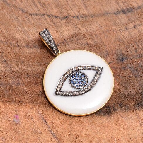 شويتا كرييشنز قلادة ألماس ياقوت عين الشر في قلادة من الفضة الإسترليني 925 من المينا 0.11 قيراط من حجر الياقوت الكريم 0.35 قيراط من الألماس البني (I2-I3 وضوح) في إعداد تمهيد للنساء in Kuwait