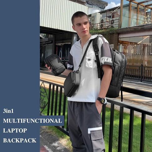 UBORSE Slim Business Travel Backpack for Men 15.6 Inch Business Laptop Backpack 3 in 1 Water Resistant High Tech Backpack with Removable Buckle for Work in Kuwait