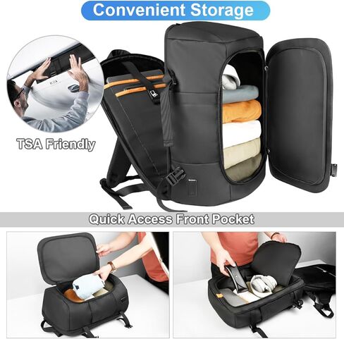 حقيبة ظهر للسفر للرجال 45 لتر، حقيبة ظهر محمولة على ظهر TSA معتمدة من الطيران، حقيبة ظهر للكمبيوتر المحمول للأعمال مقاومة للماء عالية التقنية للرجال والنساء تناسب 17.3 بوصة مع USB، حقيبة كبيرة مضادة للسرقة لعطلة نهاية الأسبوع في صالة الألعاب الرياضية in Kuwait