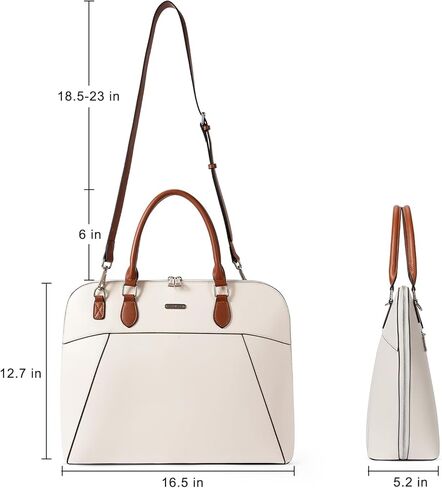 حقيبة كلوسي للنساء من الجلد مقاس 15.6 بوصة للكمبيوتر المحمول وحقائب كتف رفيعة باللون البيج in Kuwait