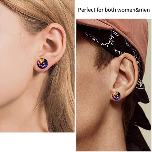 YCL&TXL 6 أزواج من الفولاذ المقاوم للصدأ نمط غالاكسي أقراط مسمار سوداء مستديرة للنساء الرجال 10 ملم، الفولاذ المقاوم للصدأ، لا الأحجار الكريمة, ستانلس ستيل, بدون أحجار كريمة in Kuwait