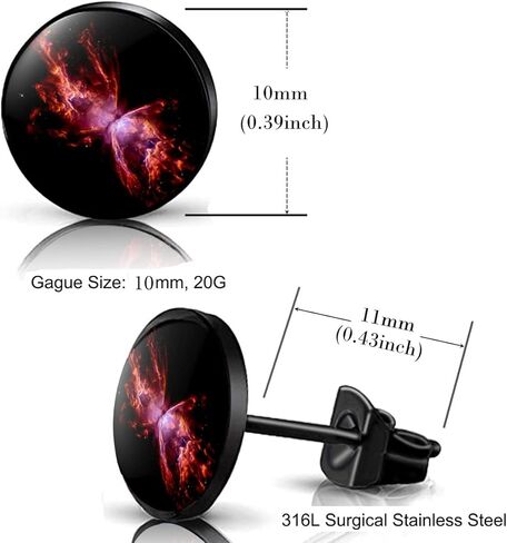 YCL&TXL 6 أزواج من الفولاذ المقاوم للصدأ نمط غالاكسي أقراط مسمار سوداء مستديرة للنساء الرجال 10 ملم، الفولاذ المقاوم للصدأ، لا الأحجار الكريمة, ستانلس ستيل, بدون أحجار كريمة in Kuwait