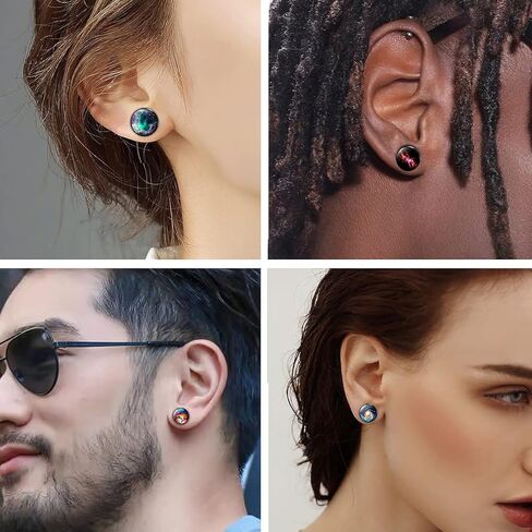 YCL&TXL 6 أزواج من الفولاذ المقاوم للصدأ نمط غالاكسي أقراط مسمار سوداء مستديرة للنساء الرجال 10 ملم، الفولاذ المقاوم للصدأ، لا الأحجار الكريمة, ستانلس ستيل, بدون أحجار كريمة in Kuwait