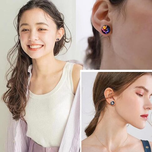 YCL&TXL 6 أزواج من الفولاذ المقاوم للصدأ نمط غالاكسي أقراط مسمار سوداء مستديرة للنساء الرجال 10 ملم، الفولاذ المقاوم للصدأ، لا الأحجار الكريمة, ستانلس ستيل, بدون أحجار كريمة in Kuwait