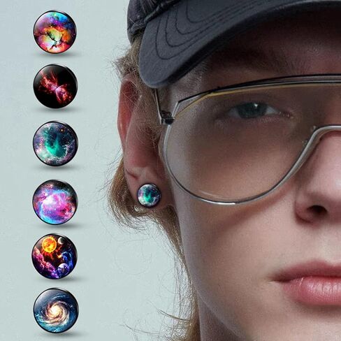 YCL&TXL 6 أزواج من الفولاذ المقاوم للصدأ نمط غالاكسي أقراط مسمار سوداء مستديرة للنساء الرجال 10 ملم، الفولاذ المقاوم للصدأ، لا الأحجار الكريمة, ستانلس ستيل, بدون أحجار كريمة in Kuwait