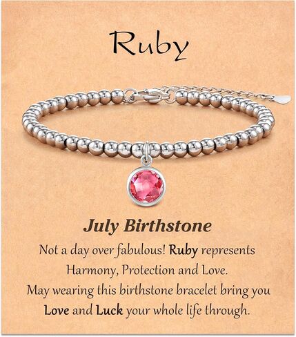 ASKRAIN Birthstone Silver Beaded Bracelets Christmas Birthday Gifts for Women Teen Girls in Saudi Arabia