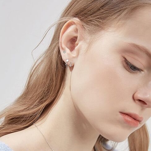 Fansilver 44 قطعة من الفولاذ المقاوم للصدأ أقراط للنساء والرجال تشيكوسلوفاكيا قلب نجمة القمر ترصيع اللولب الزنمة Daith أقراط ثقب المجوهرات الفضية مجموعة أقراط الظهر المسطحة in Kuwait