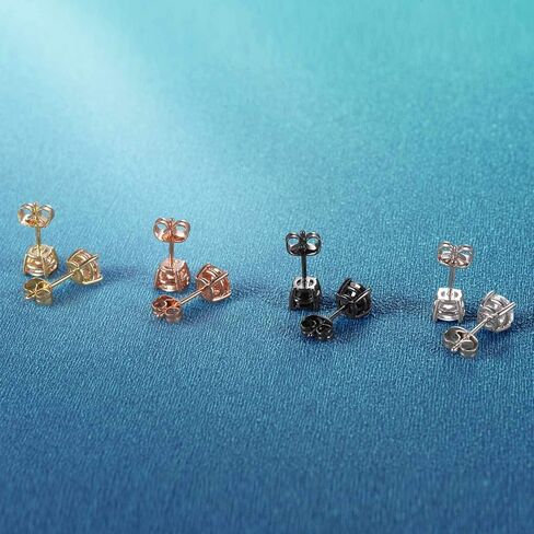 Pack of Earrings for Women Men Rainbow Cubic Zirconia Simulated Diamond 18K Gold Plated Studs Set Hypoallergenic for Sensitive Ears Piercing 7mm in Kuwait