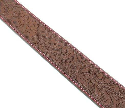BC Belts Leather Belt Strap with Colored Stitching and Embossed Western Scrollwork 1.5" Wide with Snaps in Saudi Arabia