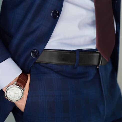 Lavencious Men's Genuine Leather Dress Ratchet Slide Casual Belt, Cut to Fit Waist Size up to 46 inches in Saudi Arabia