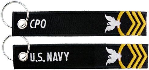 سلسلة مفاتيح مطرزة باللون الأسود مطبوع عليها Eagle Crest U.S. Navy Chief Petty Officer, أسود, Black in Saudi Arabia