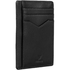 YBONNE Thin Front Pocket Wallet for Men and Women, RFID Blocking Card Holder, Made of Finest Genuine Leather (Brown)