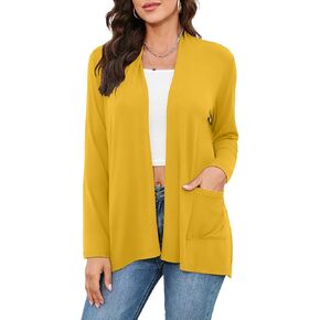 TASAMO Women's Casual Lightweight Cardigan Long Sleeve Open Front with Pockets Cozy Soft Knitted Drape Fall Flowy Cardigan