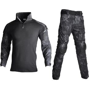 Lilychan Mens Tactical Military Suits Long Sleeve Rip-Stop Uniforms Combat Shirt and Pants Elbow Knee Pads