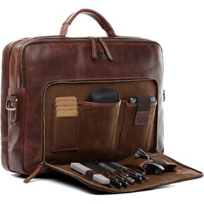 حقيبة كمبيوتر محمول من الجلد SID & VAIN SIMON XL حقيبة كمبيوتر محمولة مقاس 15 بوصة باللون البني in Kuwait