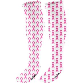 FAN STAR Ribbon Awareness جوارب عالية للركبة، جوارب بشريط للسرطان، جوارب عالية للركبة، ذهبي، وردي، أزرق مخضر، أرجواني، وأزرق مخضر/أرجواني